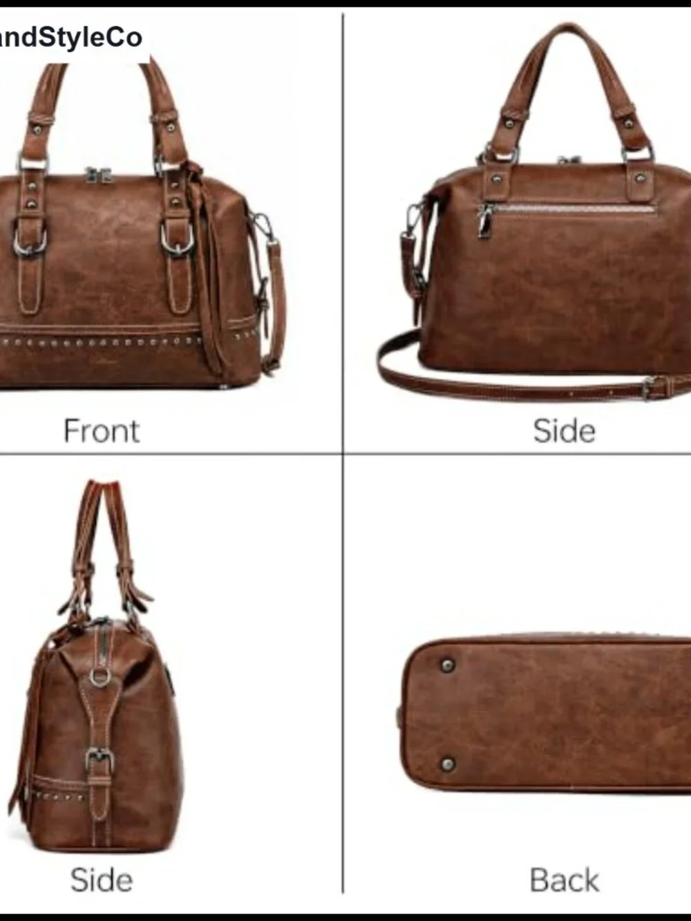 Faux Leather Vintage Doctor Satchel Crossbody Purse with Adjustable Strap
